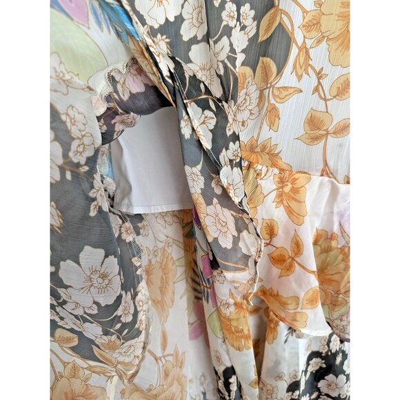 GUESS Women's Sleeveless High-Low Vicky Maxi Dress Floral Print Butter Yellow S - Picture 12 of 16